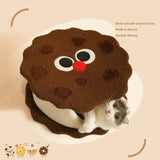 Adorable Cookie-Shaped Cat Bed - Cozy and Playful Pet Hideout (50x20 cm) - Side View