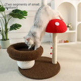 Mushroom-Themed Cat Tree with Cozy Bed and Scratching Post (48x48x58 cm) - Side View