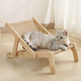 Adjustable Wooden Cat Lounge Chair - Comfortable Woven Hammock for Cats - Front View