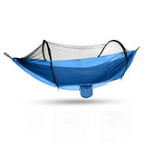 Outdoor Camping Hammock with Mosquito Net - 240x100cm Lightweight Portable Hammock Single Blue - Front View