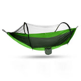 Outdoor Camping Hammock with Mosquito Net - Lightweight 260x140cm, Portable Travel & Hiking Gear Green - Front View