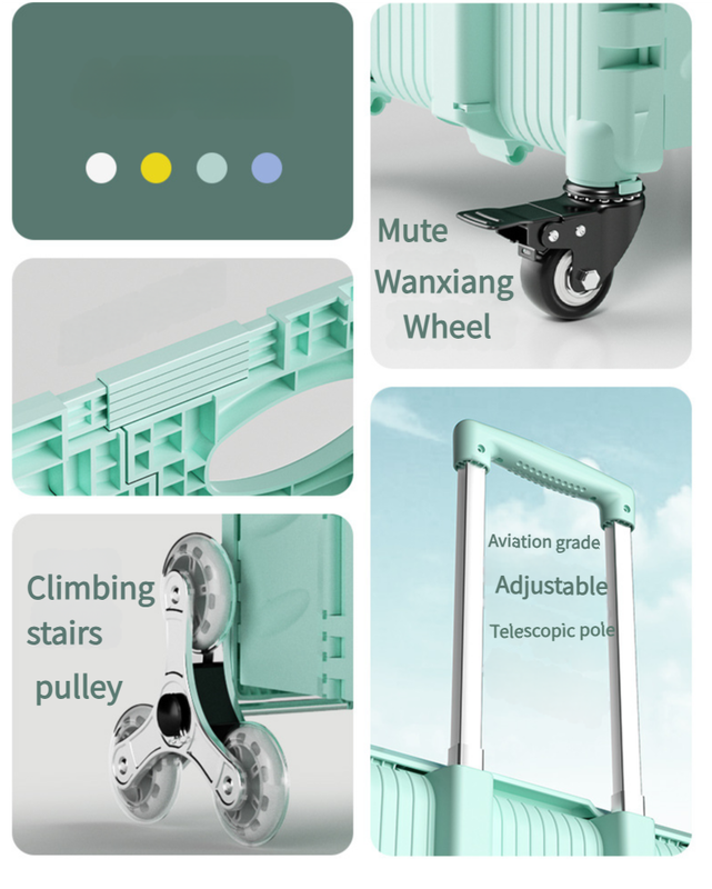 Foldable Rolling Storage Cart with Telescopic Handle - Large Capacity, Portable Utility Box  45L Green
