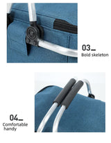 Insulated Picnic Basket with Aluminum Frame - Portable Collapsible Cooler Bag 18L 40*20*23cm(Gray) - Top-Down View