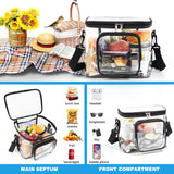 Clear PVC Shoulder Bag - Transparent Travel and Stadium-Approved Tote with Zipper(Black) - Side View