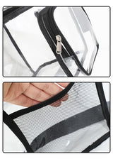 Clear PVC Shoulder Bag - Transparent Travel and Stadium-Approved Tote with Zipper(Black) - 45-Degree Angle