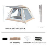 Camping Tent with Awning | Waterproof Family Tent with Carry Bag and Accessories 240*240*155cm Cloudy Gray - 45-Degree Angle