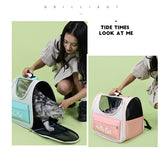 Blue Transparent Pet Carrier Backpack for Cats and Small Dogs - Side View
