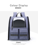 Light Blue Collapsible Pet Carrier Backpack with Trolley Sleeve - Front View