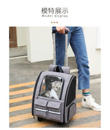 Grey 3-in-1 Pet Carrier: Rolling Backpack with Collapsible Design - Side View