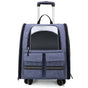 light Blue 3-in-1 Pet Carrier: Rolling Backpack with Collapsible Design