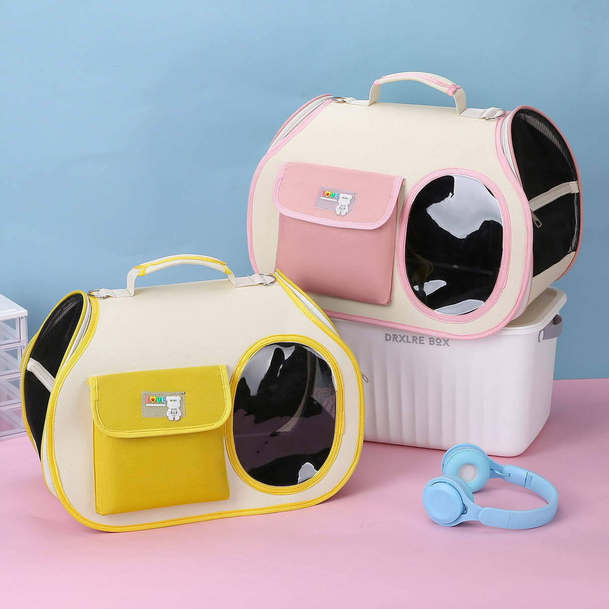 Yellow Colors Pet Carrier Backpack, Breathable Cat Carrier Backpack with Transparent Window, Airline Approved Dog Backpack Carrier for Small Dogs and Cats, Travel Hiking Camping