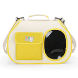 Yellow Colors Pet Carrier Backpack, Breathable Cat Carrier Backpack with Transparent Window, Airline Approved Dog Backpack Carrier for Small Dogs and Cats, Travel Hiking Camping - Rear View