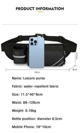 Water-Resistant Running Waist Pack with Bottle Holder - Adjustable Fitness Belt for Men - Side View