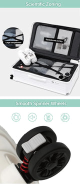 Smart Hard-Shell Luggage with USB Charging Port & Cup Holder - 24Spinner Suitcase in White