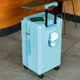 Smart Hard-Shell Luggage with USB Charging Port & Cup Holder - 20Spinner Suitcase in Blue