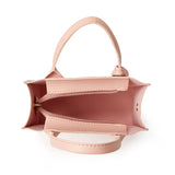 Elegant Crocodile Embossed Faux Leather Handbag - Pink Tote with Dual Handle for Women 20*16*9cm - Front View