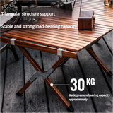 Portable Solid Wood Folding Camping Table - Sapele Roll-Up Picnic and BBQ Dining Table 120*60*43.5cm - Side View