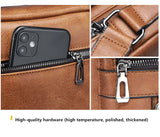 Men's Vintage Leather Shoulder Bag - Multi-Compartment Crossbody Messenger Bag 22cm(L)*8cm(W)*26cm(H)(Black) - 45-Degree Angle