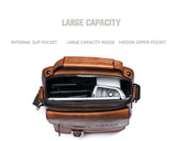 Men's Vintage Leather Shoulder Bag - Multi-Compartment Crossbody Messenger Bag 22cm(L)*8cm(W)*26cm(H)(Light brown) - Front View
