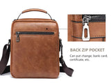 Men's Vintage Leather Shoulder Bag - Multi-Compartment Crossbody Messenger Bag 22cm(L)*8cm(W)*26cm(H)(Light brown) - Side View