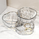 Elegant Crystal Stackable Jewelry Organizer with Bear Handle - 3-Tier Display Box for Accessories 13.4*13.4*14.2cm - Front View