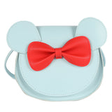 Adorable Bow Bear Crossbody Bag for Kids - Blue Shoulder Bag 18*17*8cm - Front View