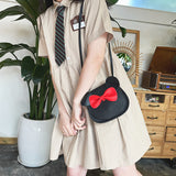 Adorable Bow Bear Crossbody Bag for Kids - Black  Shoulder Bag 18*17*8cm - Side View