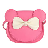 Adorable Bow Bear Crossbody Bag for Kids - Rose Red Shoulder Bag 18*17*8cm - Front View