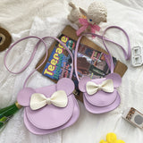 Adorable Bow Bear Crossbody Bag for Kids - Purple Shoulder Bag 18*17*8cm - Front View