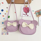Adorable Bow Bear Crossbody Bag for Kids - Purple Shoulder Bag 18*17*8cm - Side View