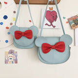 Adorable Bow Bear Crossbody Bag for Kids - Blue Small Shoulder Bag 13*13*5cm - Side View