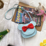 Adorable Bow Bear Crossbody Bag for Kids - Blue Small Shoulder Bag 13*13*5cm - Top-Down View