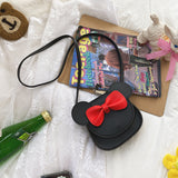 Adorable Bow Bear Crossbody Bag for Kids - Black Small Shoulder Bag 13*13*5cm - Side View