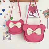 Adorable Bow Bear Crossbody Bag for Kids - Rose Red Small Shoulder Bag 13*13*5cm - Side View
