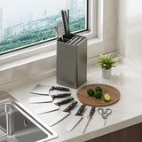 Multi-Functional Square Knife Holder - Compact Kitchen Storage Organizer(white) - Front View
