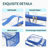 Clear PVC Tote Bag with Handle - Transparent Stadium-Approved Travel Organizer(Gray) - Front View