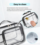 Clear PVC Tote Bag with Handle - Transparent Stadium-Approved Travel Organizer(Blue) - Top-Down View