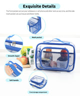 Clear PVC Tote Bag with Handle - Transparent Stadium-Approved Travel Organizer(Pink) - Side View
