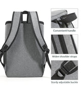 Insulated Cooler Backpack- Stylish Portable Fresh-keeping Picnic Outdoor Backpack and Travel Bag 18L (Black) - 45-Degree Angle