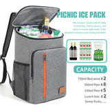 Insulated Cooler Backpack- Stylish Portable Fresh-keeping Picnic Outdoor Backpack and Travel Bag 18L (Gray) - Side View
