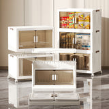Stackable Storage Boxes with Transparent Doors - Modular Organizer for Home & Pantry 55*32*152cm (5 layer ) - Side View