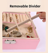 Luxury Jewelry Organizer Box - Elegant Multi-Compartment Storage Case (Green)23*17*8.8cm - Side View