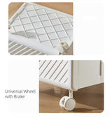 Foldable Laundry Basket with Wheels - Portable Rolling Hamper for Home Use 33*28*48cm Cream Yellow - Side View