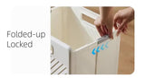 Foldable Laundry Basket with Wheels - Portable Rolling Hamper for Home Use 33*28*48cm Cream Yellow - Top-Down View