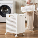 Foldable Laundry Basket with Wheels - Portable Rolling Hamper for Home Use,Storage laundry basket combination 33*28*48cm White - Front View