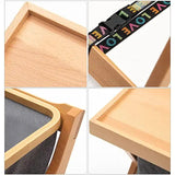 Foldable Wooden Laundry Hamper with Removable Tray and Storage Bag - Natural Wood Finish - Wood Colour - Side View
