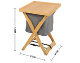 Foldable Wooden Laundry Hamper with Removable Tray and Storage Bag - Natural Wood Finish - Wood Colour - Top-Down View