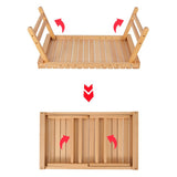 Folding Wooden Picnic Table - Portable Compact Outdoor Coffee & Camping Table- log color 67*37*28cm - Front View