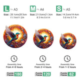 Fantasy Bird Wooden Puzzle - Intricate Nature-Themed Circular Puzzle(L-paper box-H186) - Front View