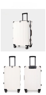 Aluminum Alloy Hard-Shell Suitcase with TSA Lock -22 Spinner Luggage in White - Front View